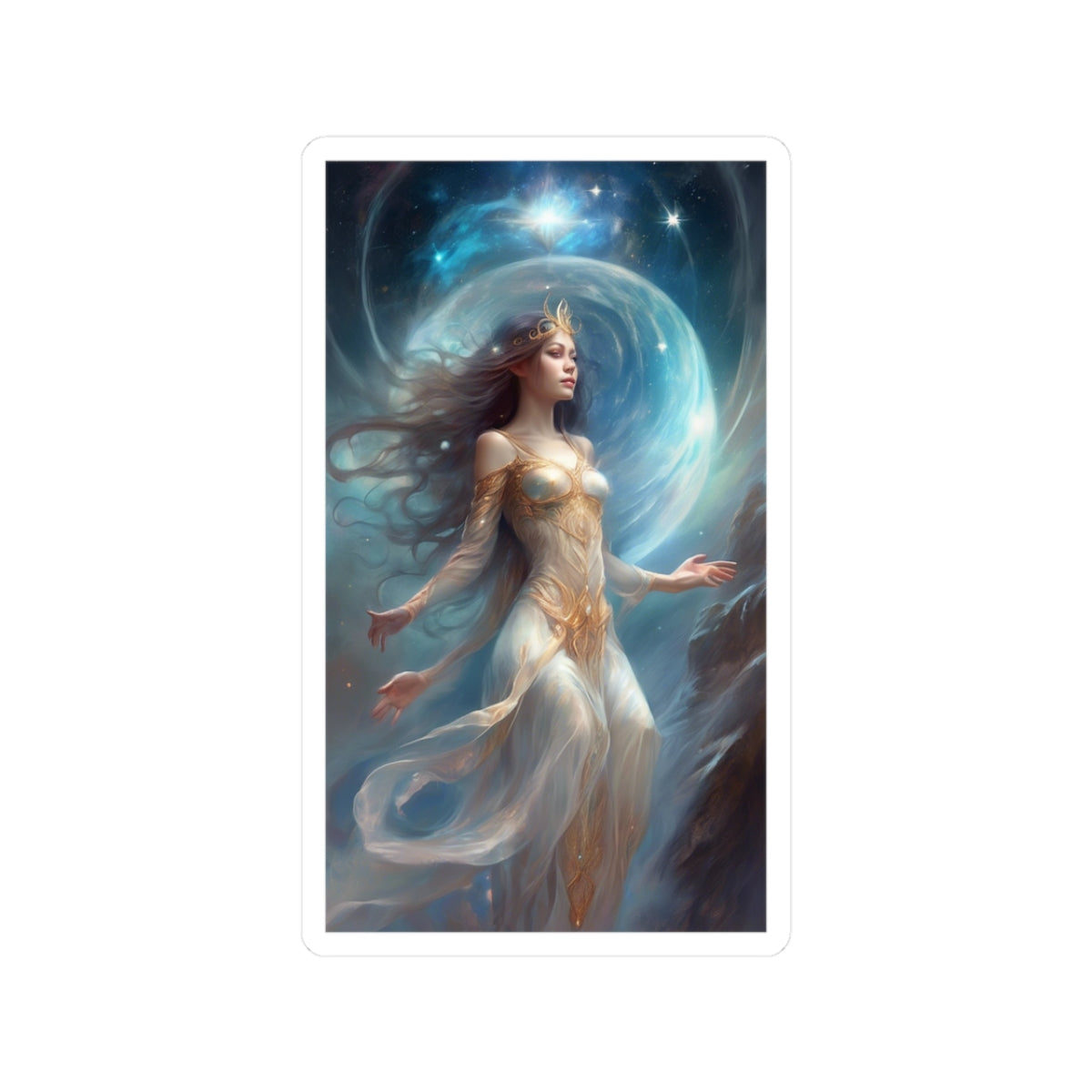 Lunar Celestial Queen Fantasy Portrait Sticker