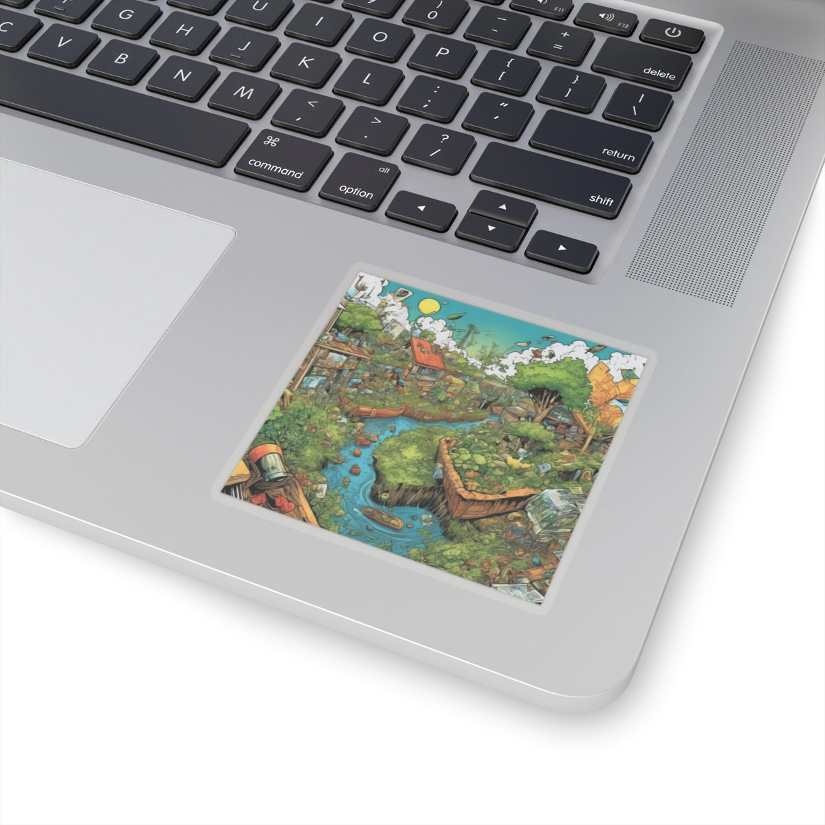 Whimsical Garden Stream Nature Gift Art Sticker