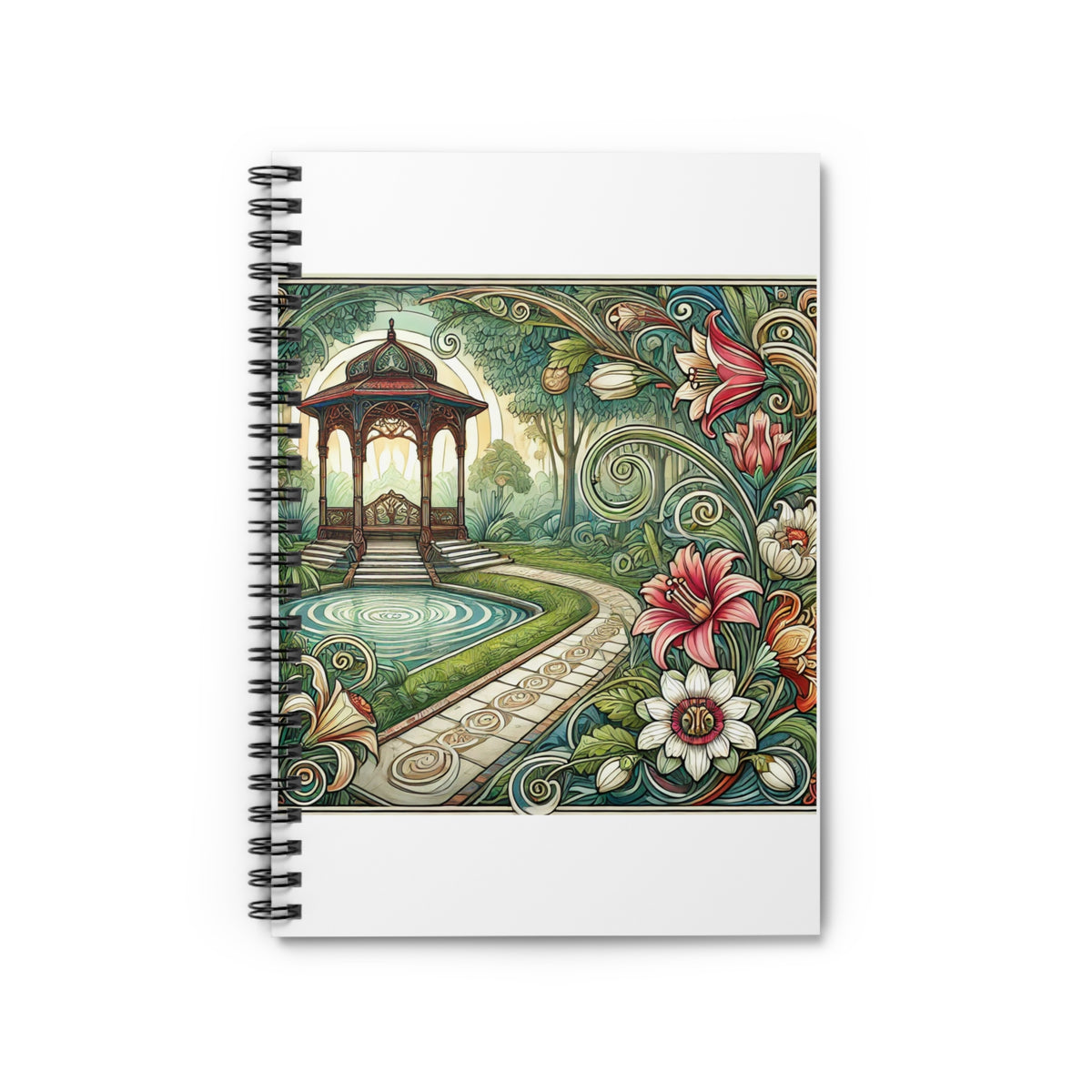 Botanical Gazebo Garden Art Nouveau Spiral Notebook