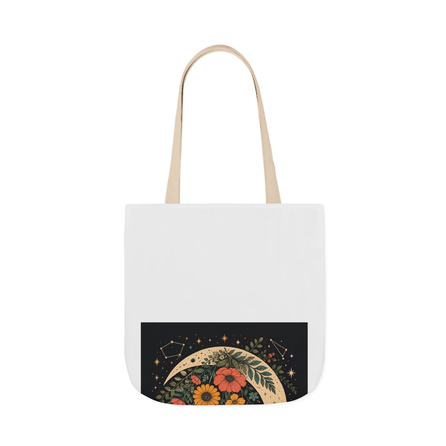 Celestial Wildflower Crescent Moon Botanical Tote Bag