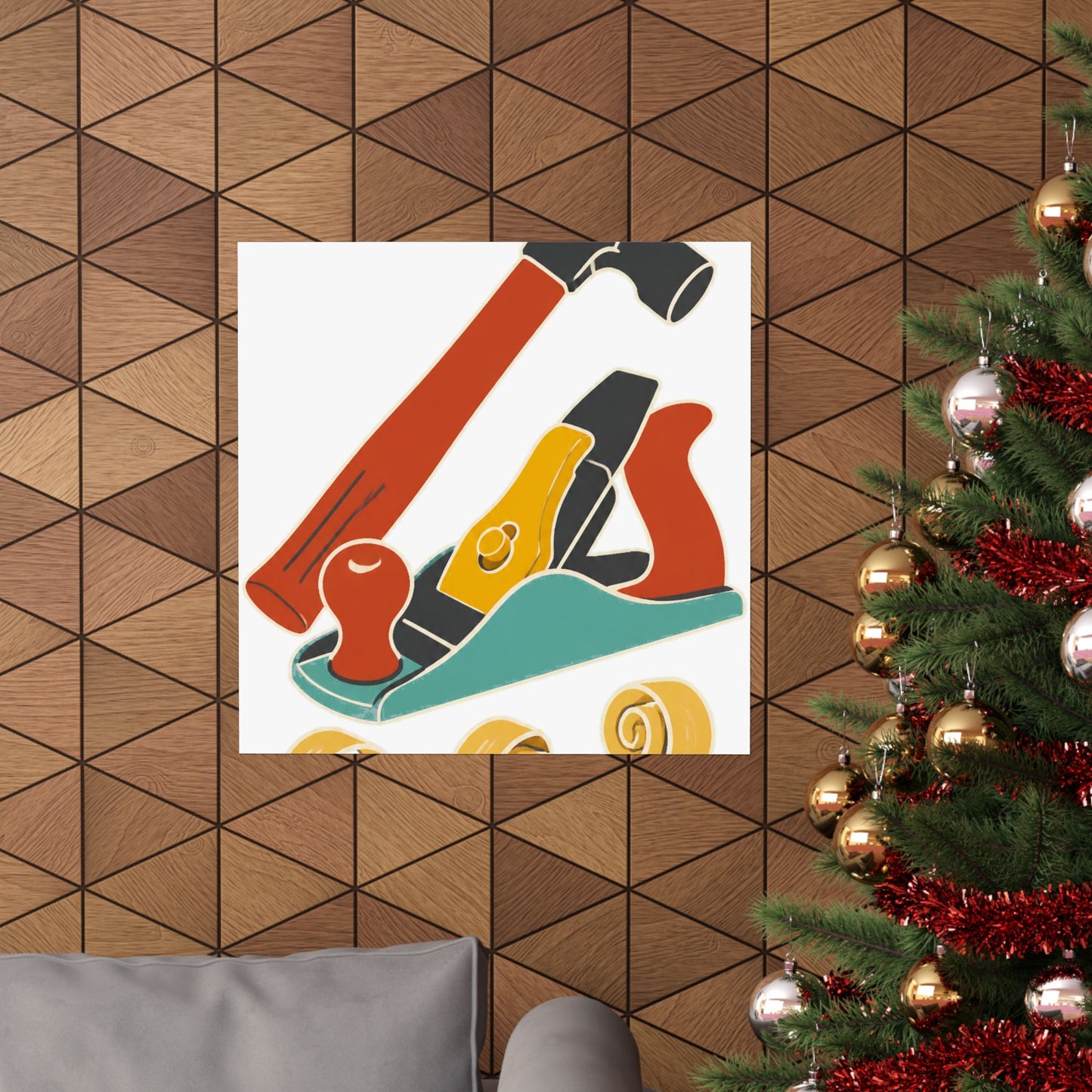 Carpenter Hammer Hand Plane Woodworking Art Poster