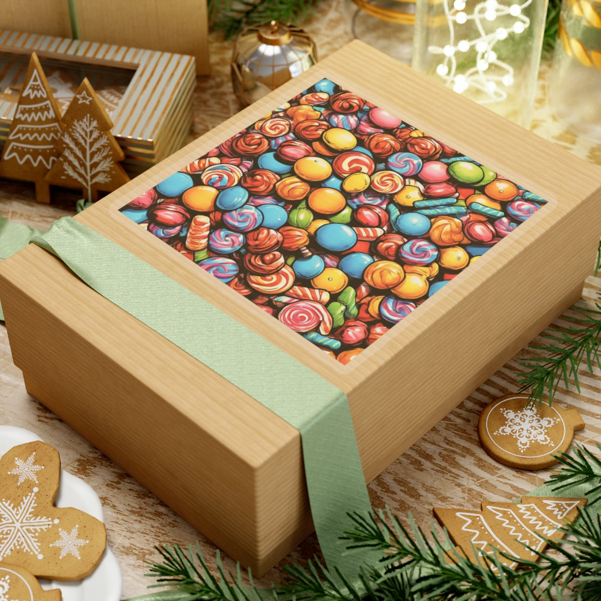 Colorful Candy Pattern Sweets Gift Art Sticker