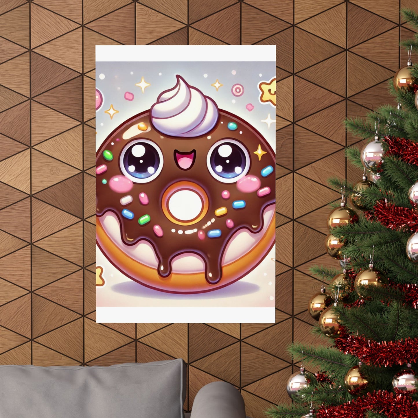 Kawaii Chocolate Donut Cute Dessert Art Poster