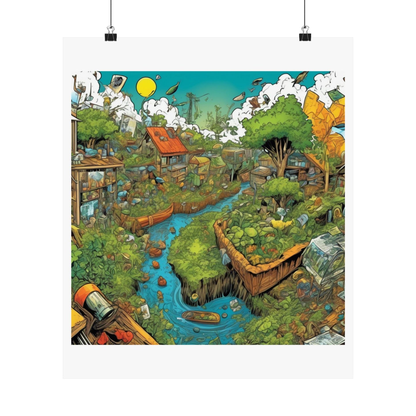 Whimsical Garden Stream Nature Gift Art Poster