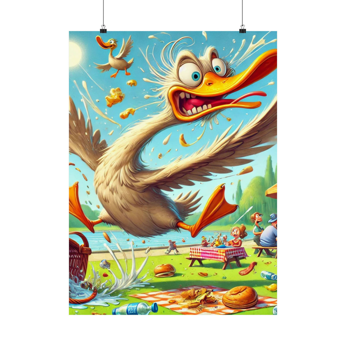 Chaotic Picnic Duck Funny Summer Wall Art Poster