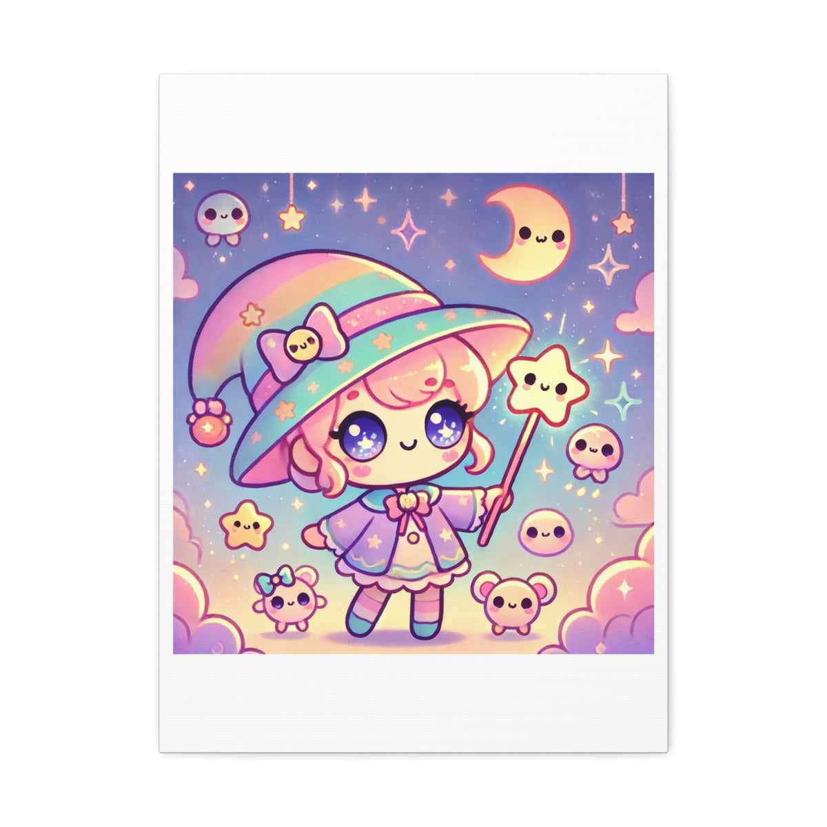 Kawaii Moon Wand Pastel Fantasy Canvas Wall Art