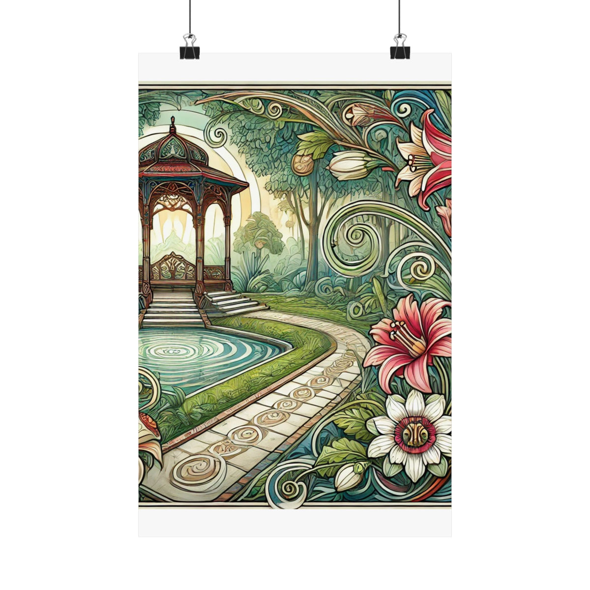 Botanical Gazebo Garden Art Nouveau Wall Art Poster