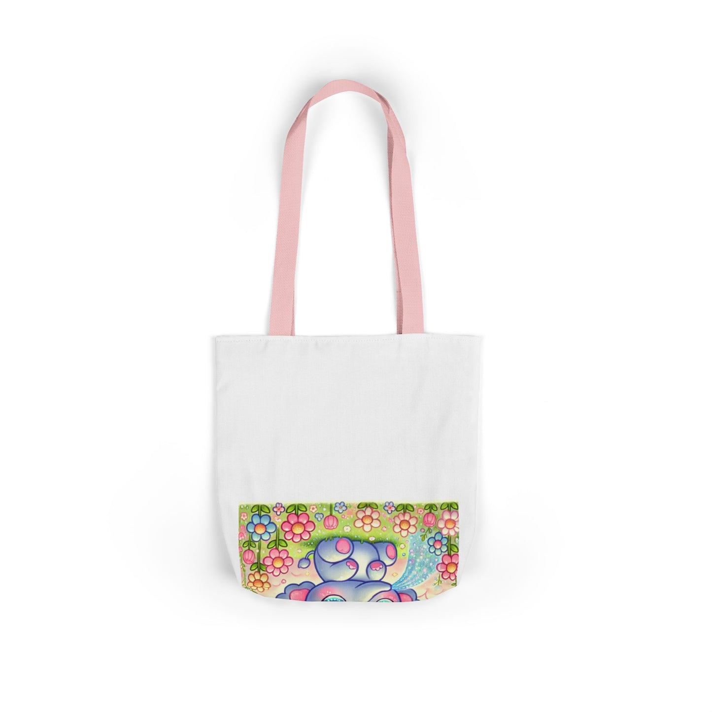 Pastel Rainbow Baby Elephant Floral Canvas Tote Bag