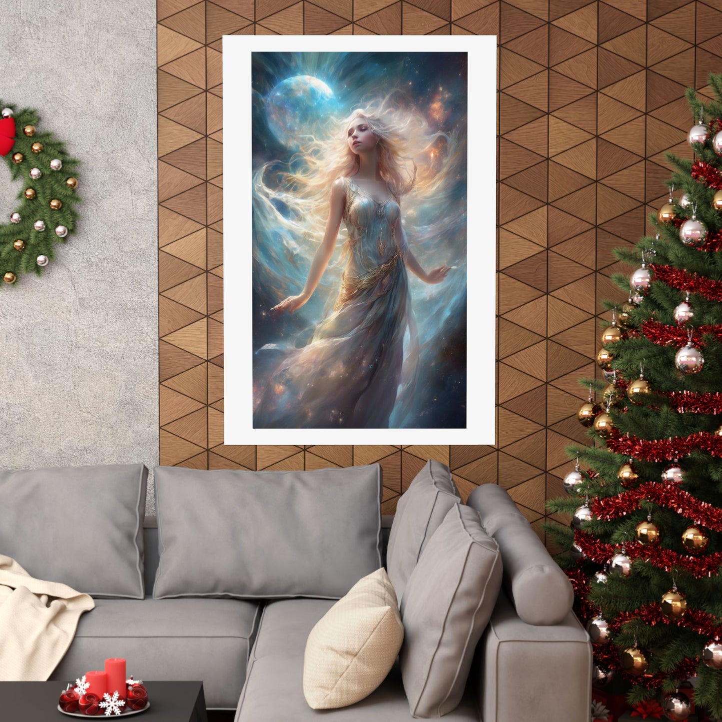 Moonlit Celestial Maiden Fantasy Portrait Poster