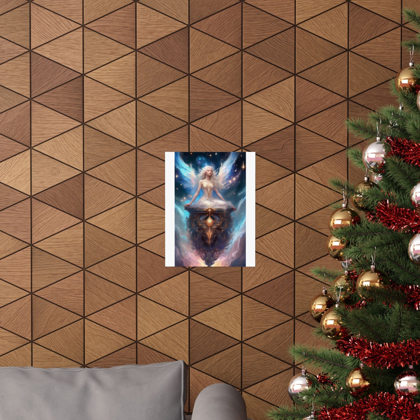 Celestial Winged Meditation Fantasy Portrait Poster