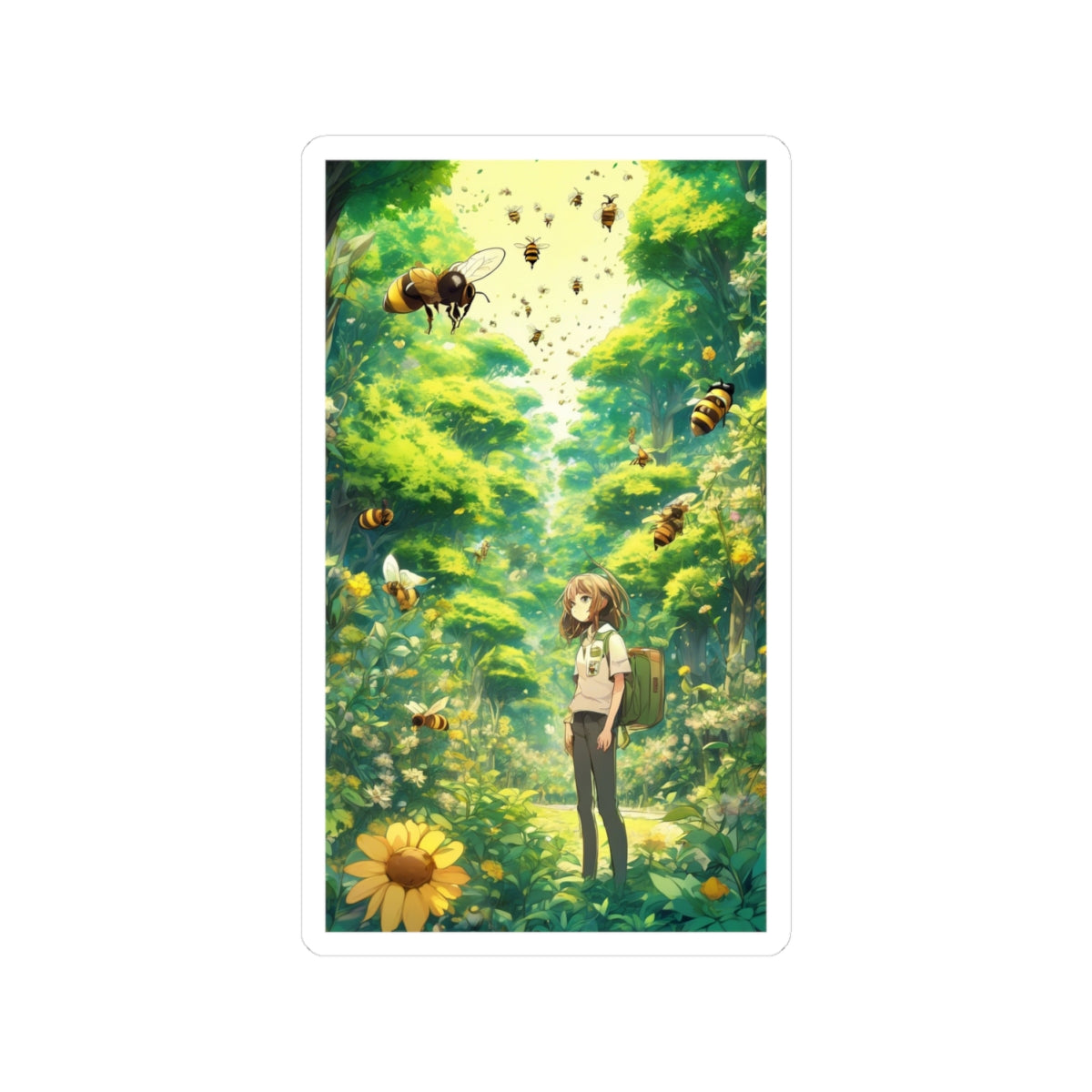 Bee Garden Explorer Anime Nature Art Sticker