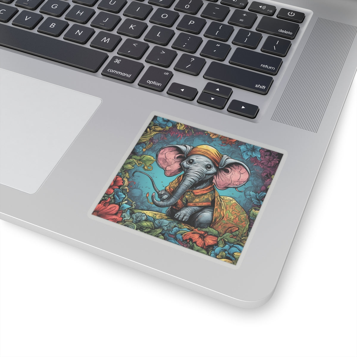 Colorful Storybook Elephant Floral Garden Sticker