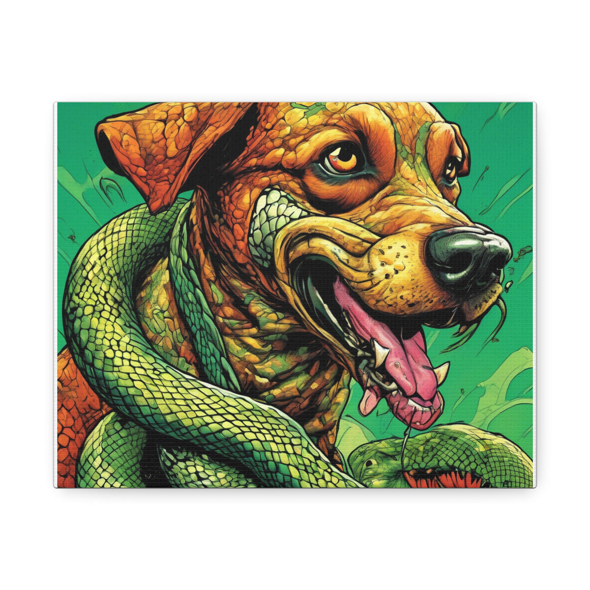 Serpent Guardian Dog Bold Fantasy Creature Canvas Art