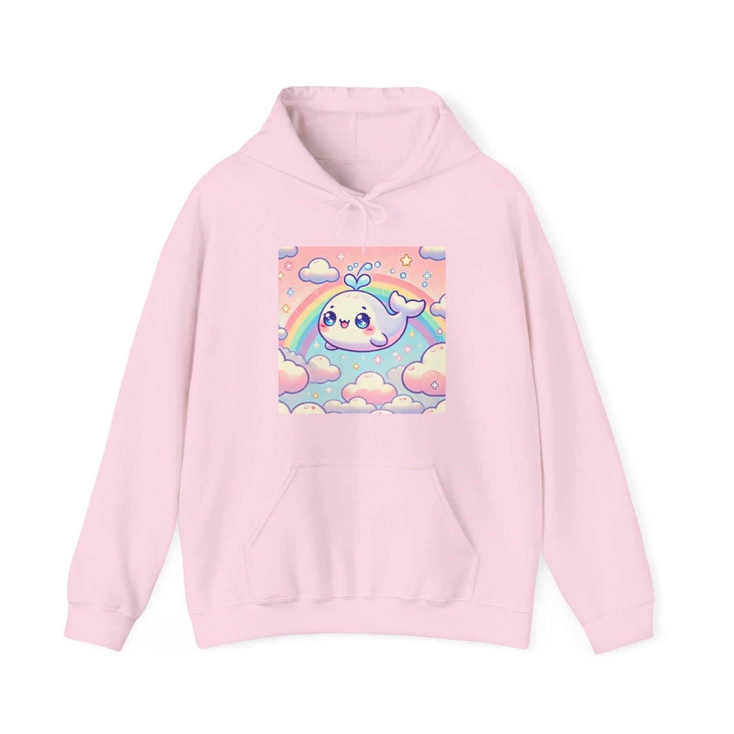 Kawaii Rainbow Whale Pastel Cloud Hoodie