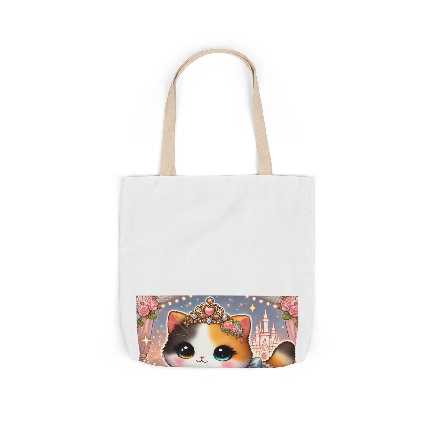 Pastel Princess Calico Cat Fantasy Canvas Tote Bag