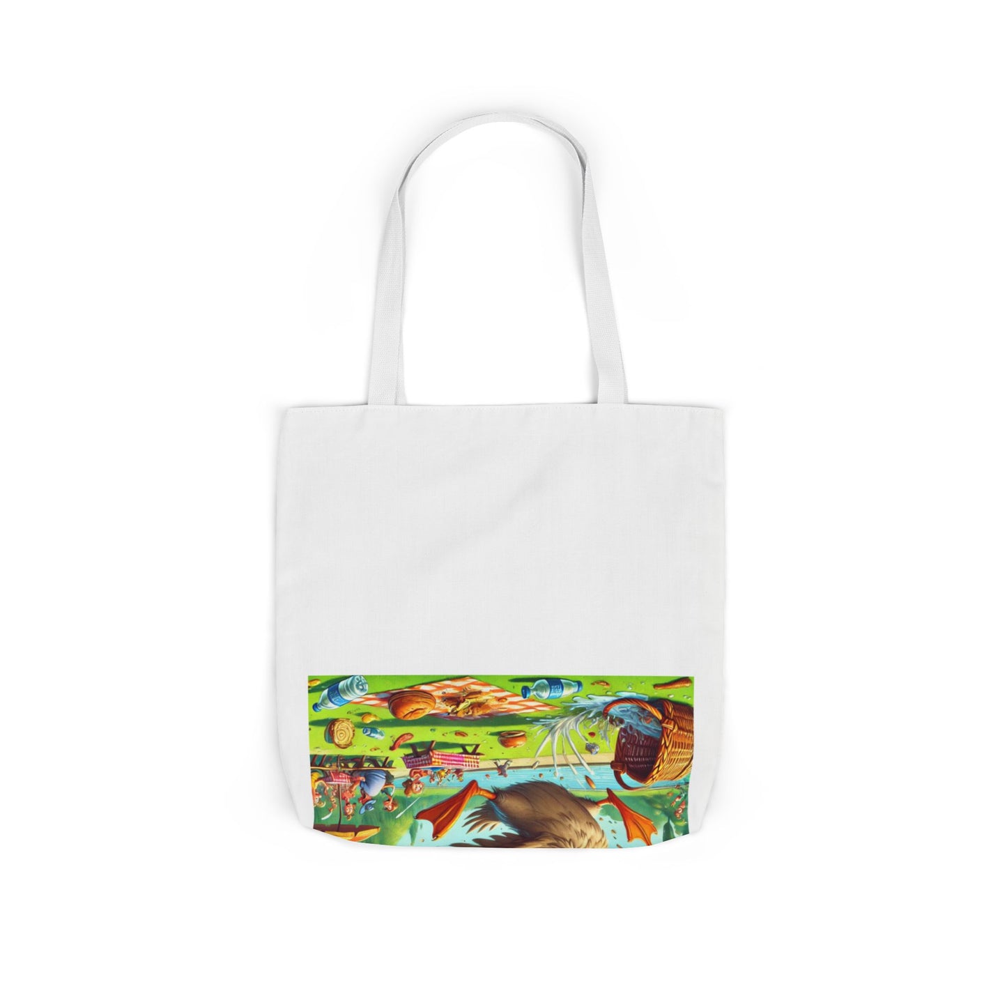 Chaotic Picnic Duck Funny Summer Canvas Tote Bag