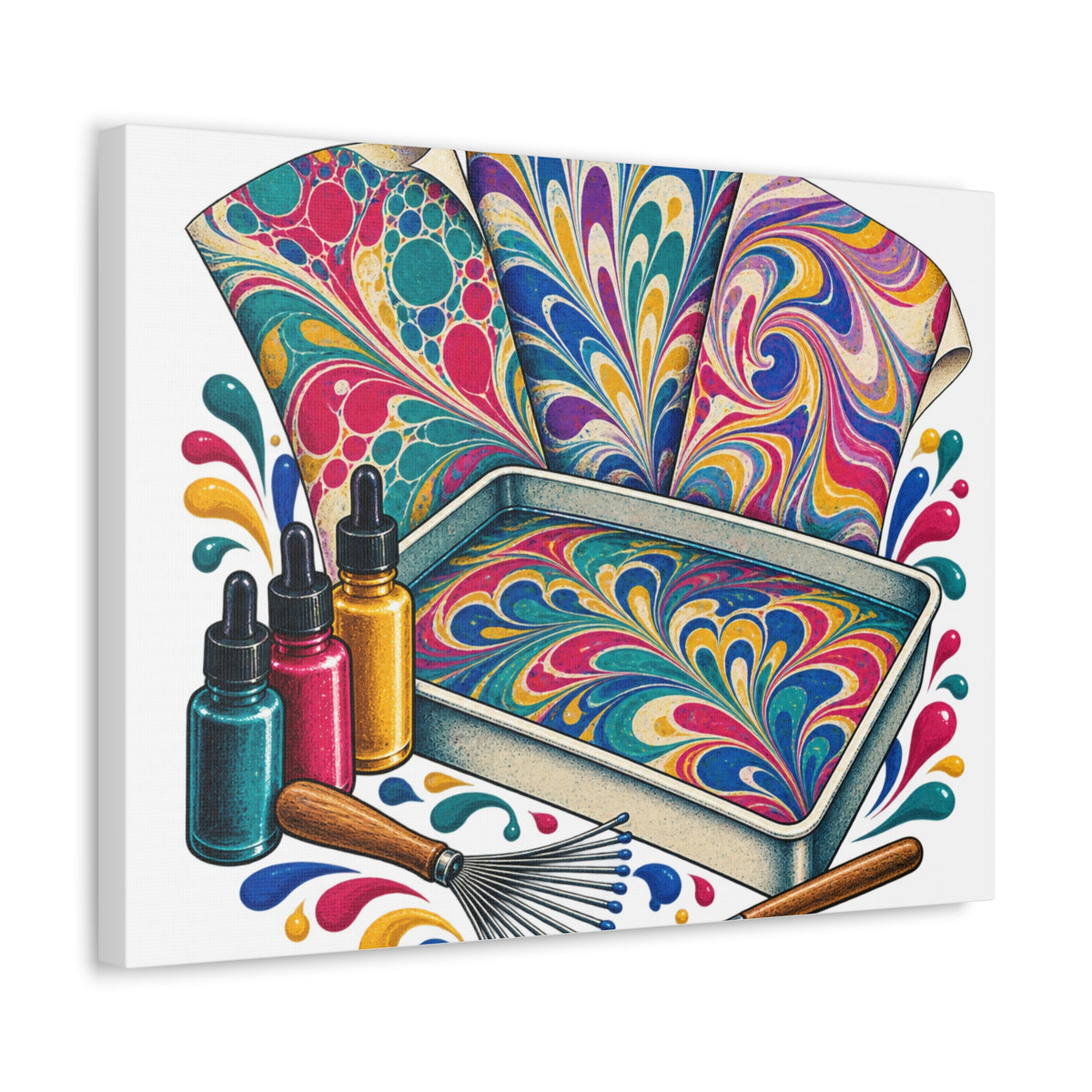 Colorful Paper Marbling Workshop Canvas