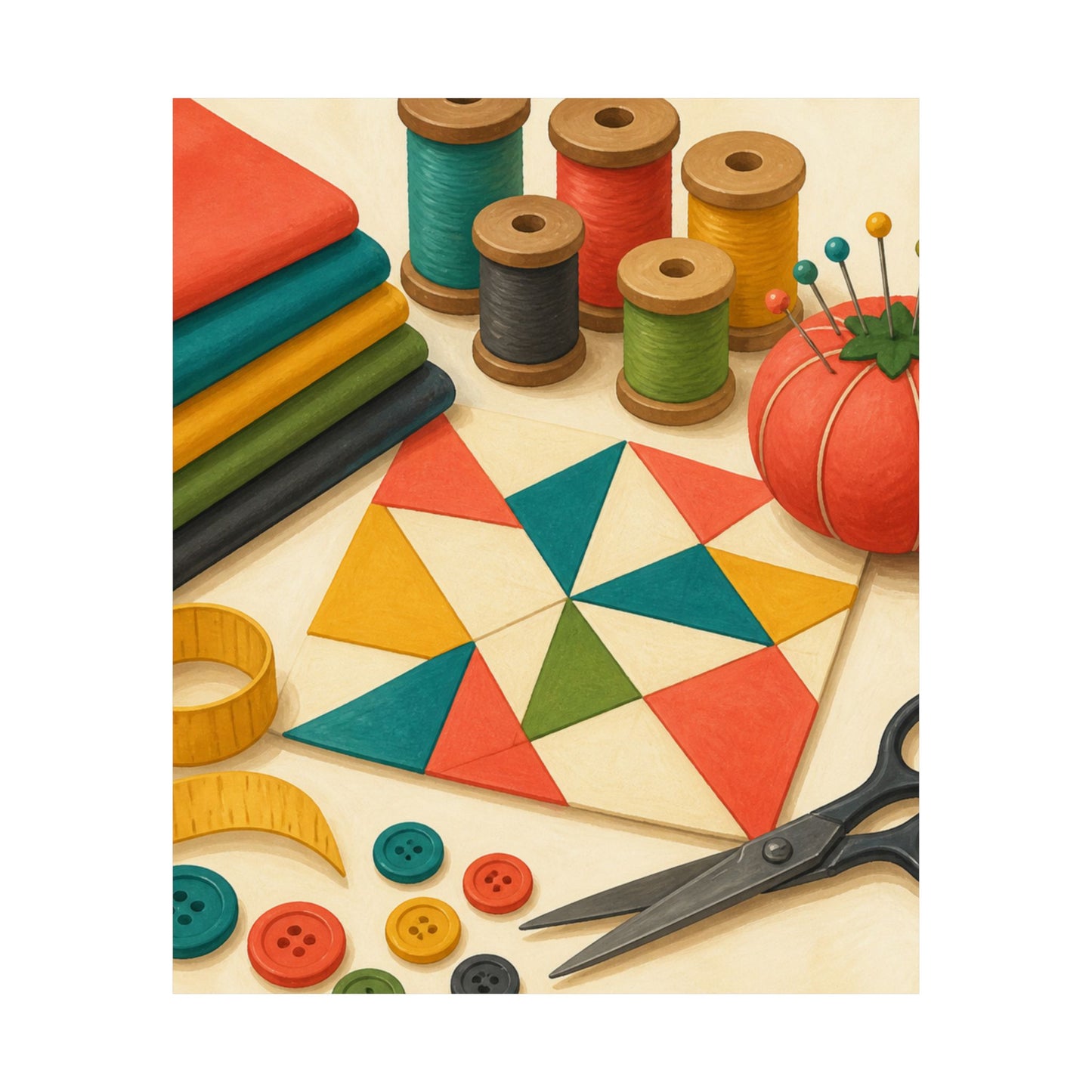 Colorful Sewing and Quilting Hobby Poster