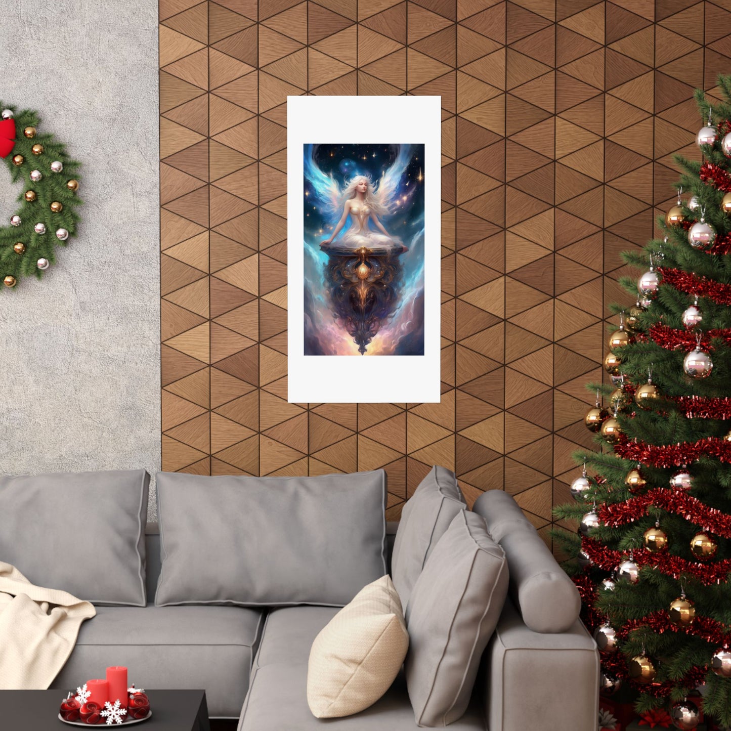Celestial Winged Meditation Fantasy Portrait Poster
