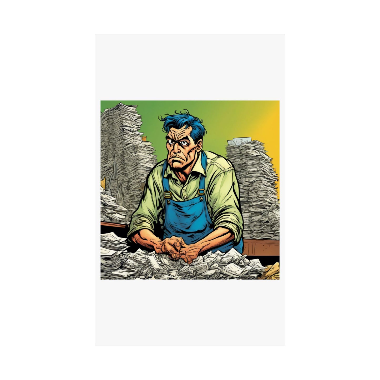 Paperwork Chaos Desk Worker Funny Office Art Poster