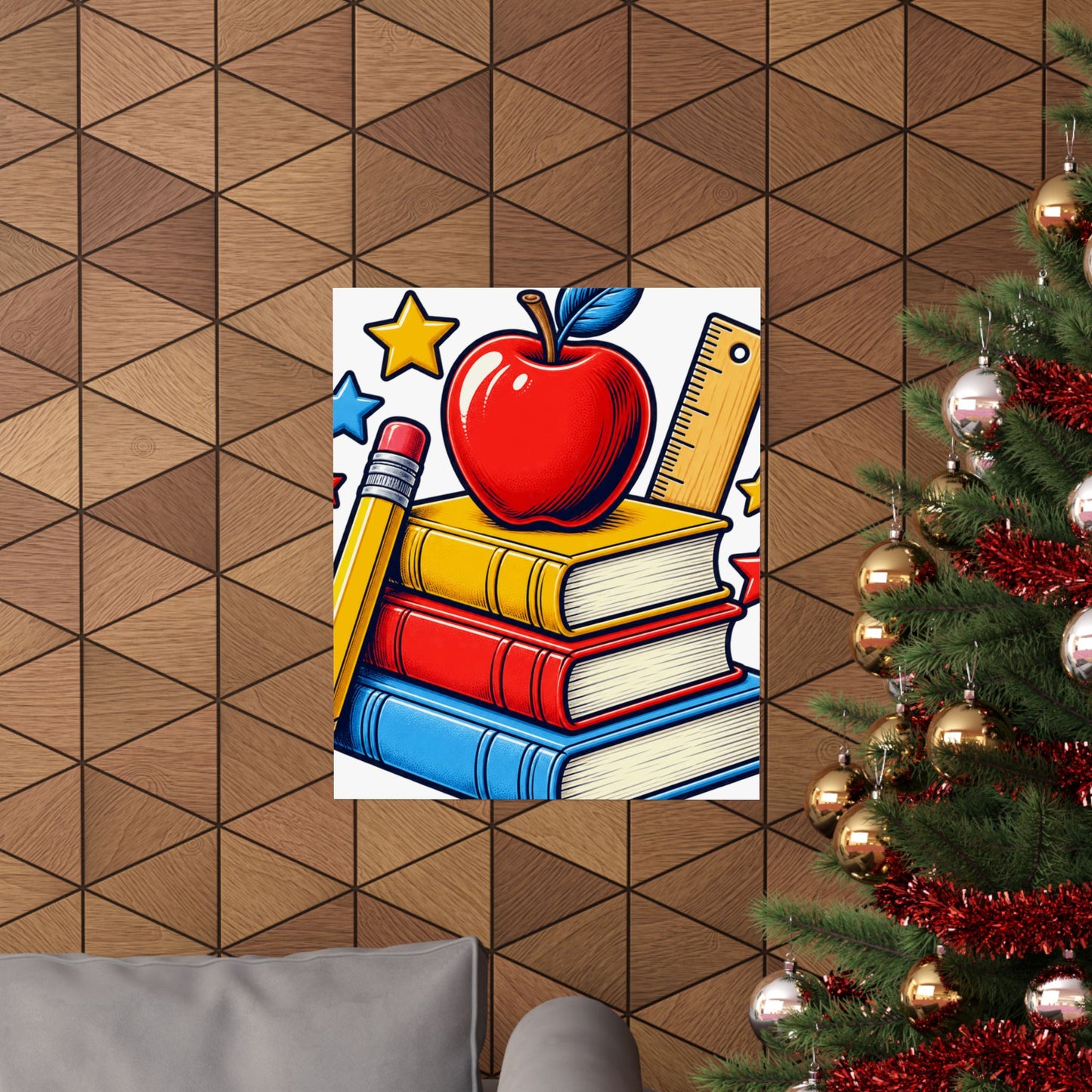 Retro School Books Apple Teacher Appreciation Art Poster