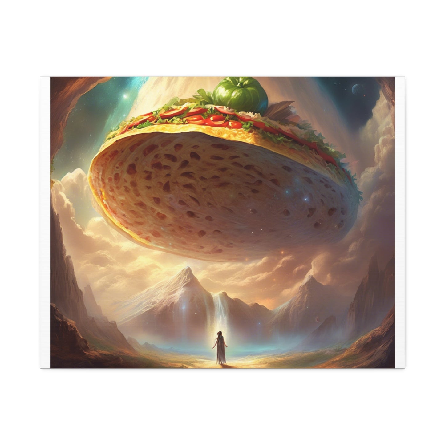 Cosmic Taco UFO Surreal Food Fantasy Art Canvas