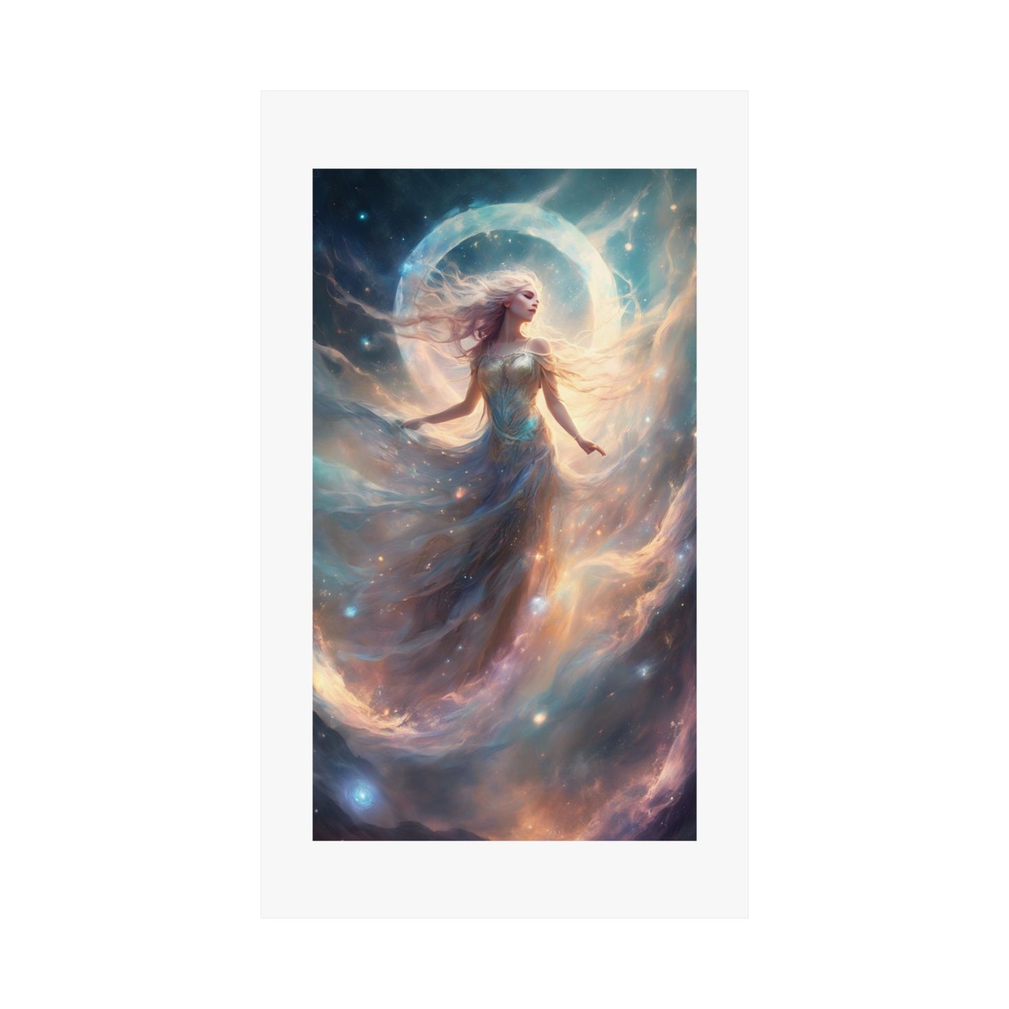 Moonlit Celestial Dancer Fantasy Portrait Poster