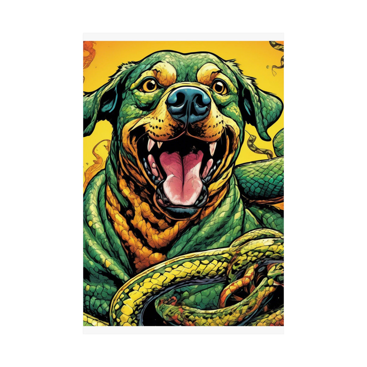 Surreal Serpent Hound Dark Fantasy Wall Art Poster