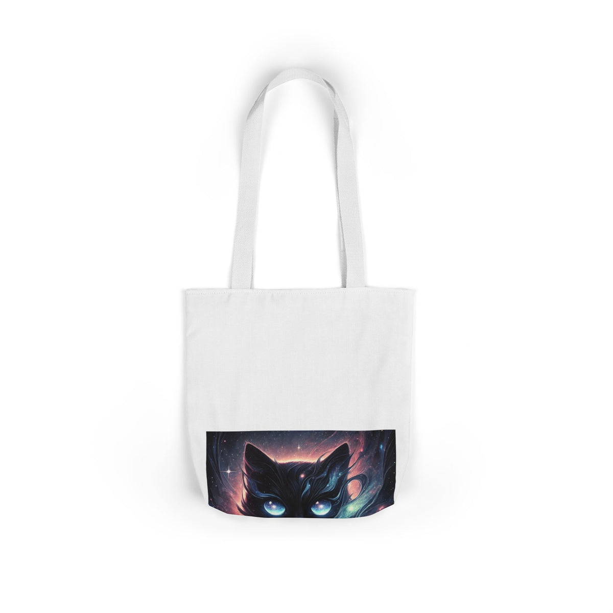 Cosmic Black Cat Galaxy Celestial Canvas Tote Bag