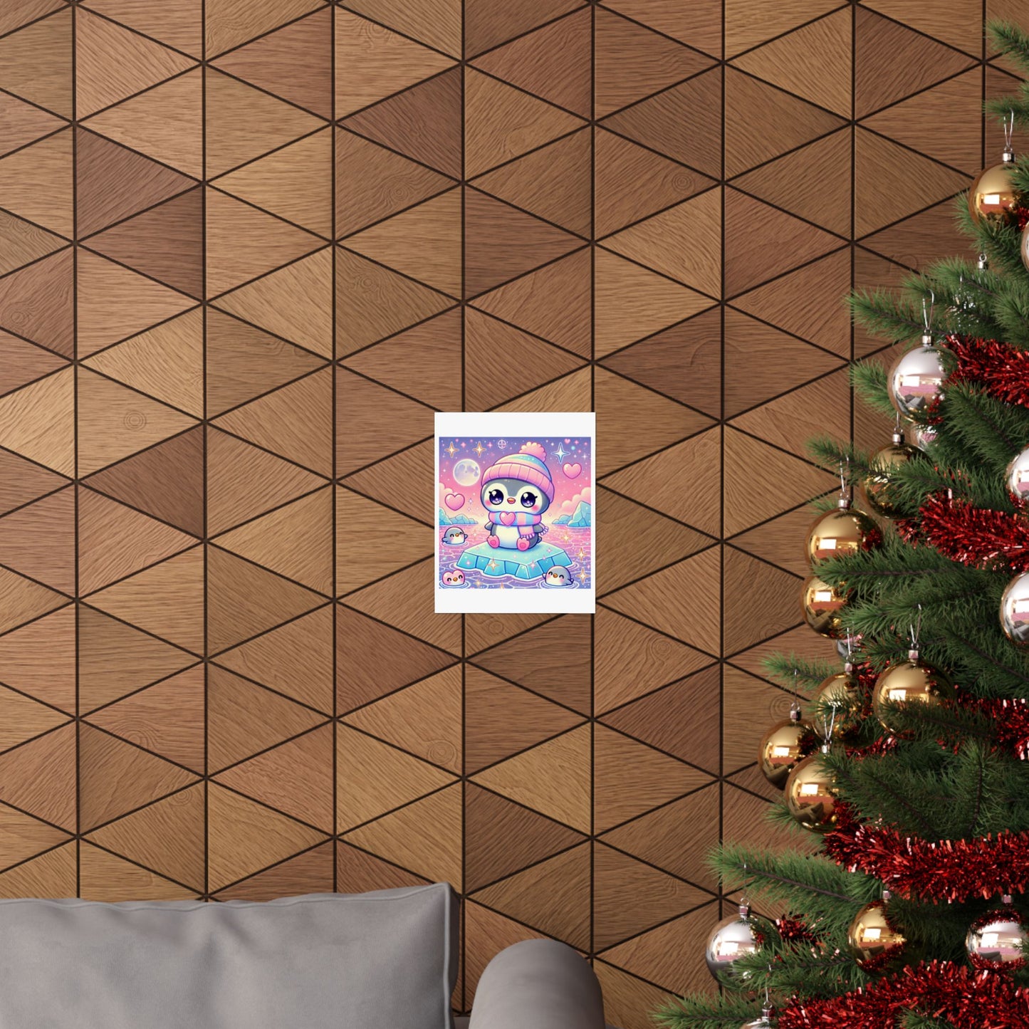 Cute Winter Penguin Ice Floe Kawaii Art Poster