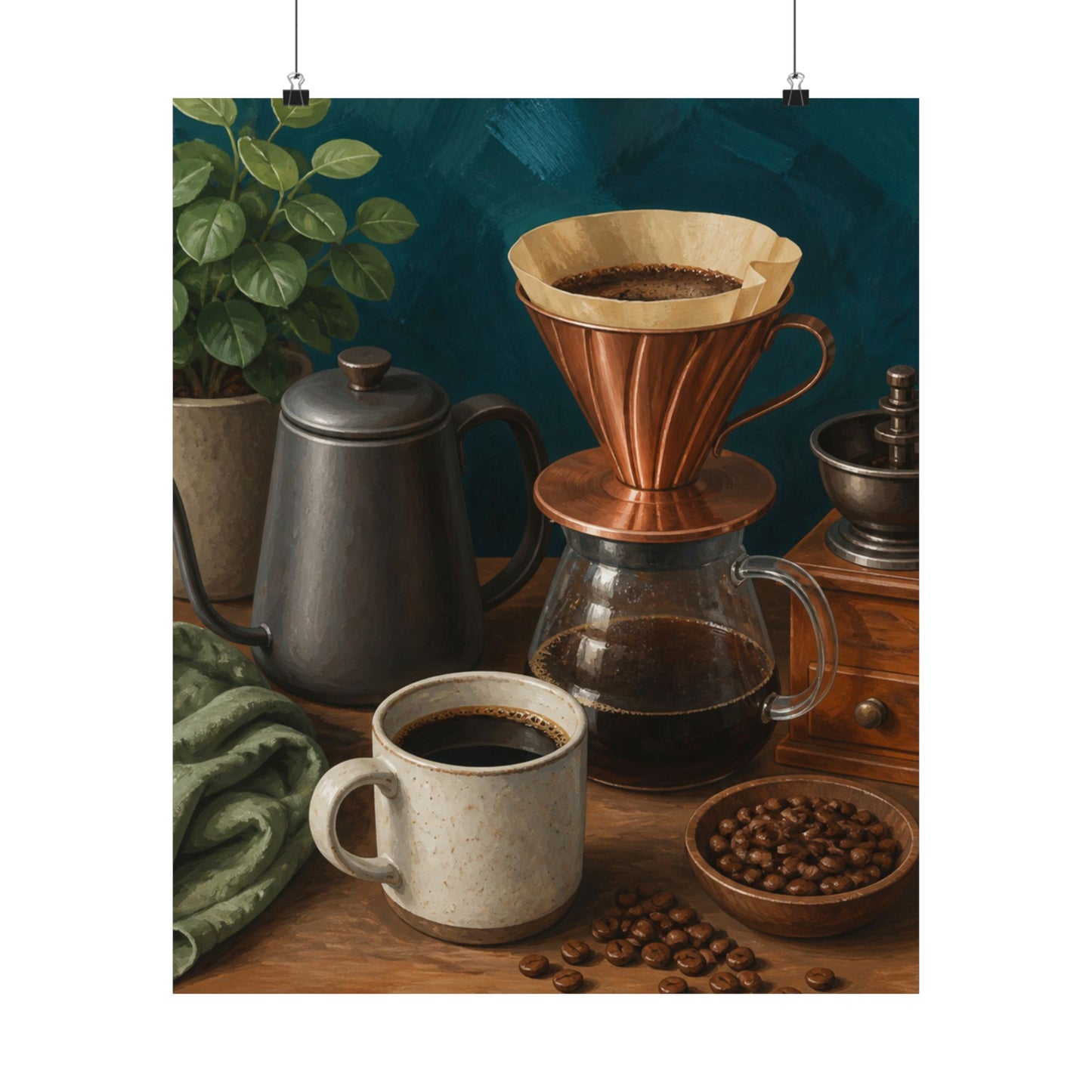 Warm Home Coffee Brewing Art Poster