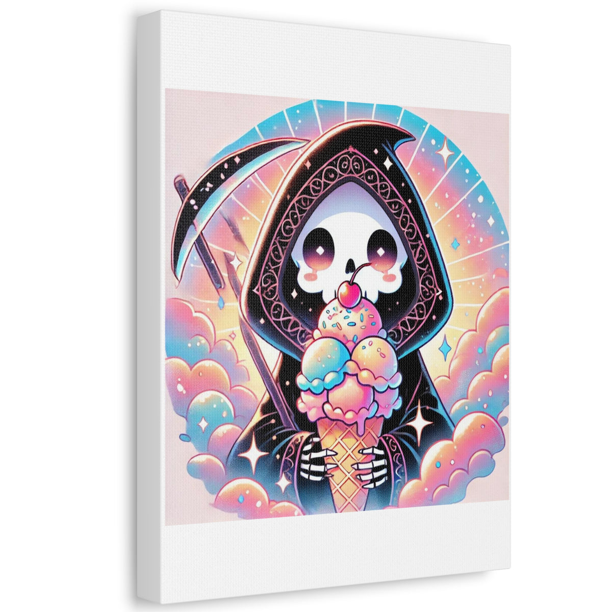 Pastel Grim Reaper Ice Cream Cute Gothic Canvas Art