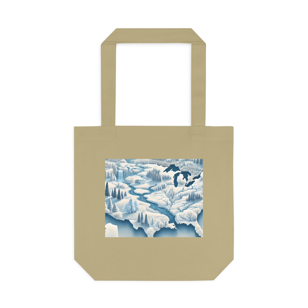 Winter USA Dreamscape Snowy Map Tote Bag Geography Travel Gift