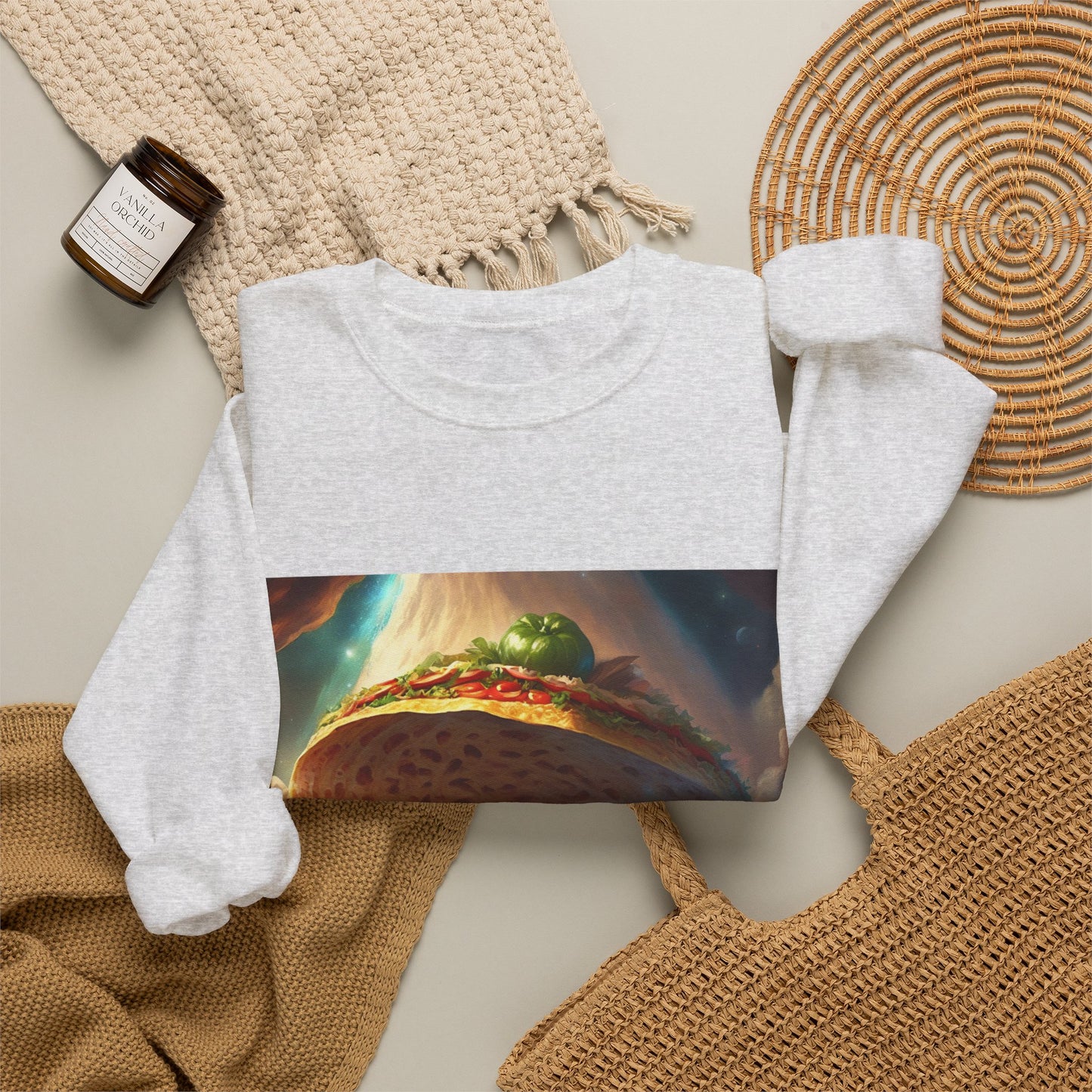 Cosmic Taco UFO Surreal Food Fantasy Art Sweatshirt
