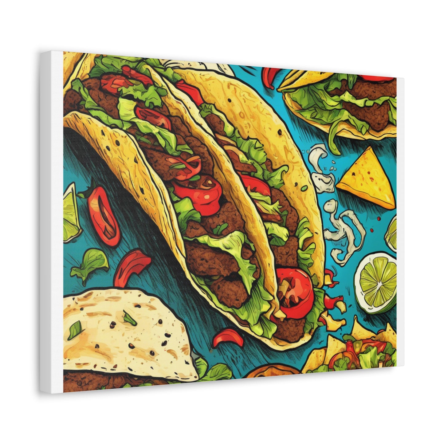 Taco Party Pattern Foodie Gift Art Canvas