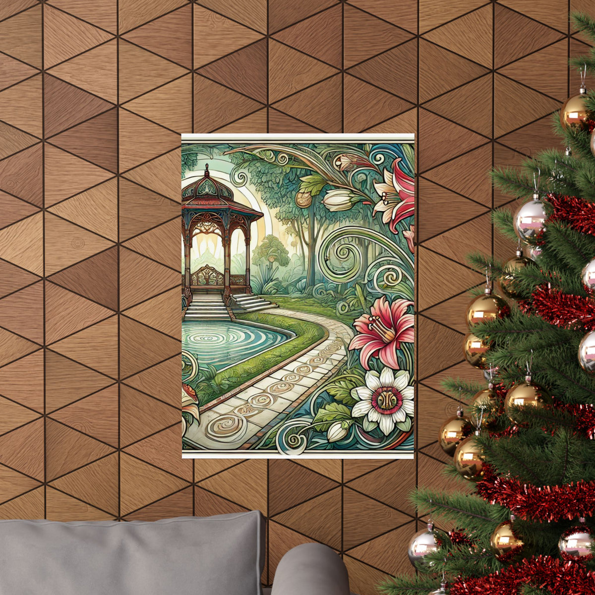Botanical Gazebo Garden Art Nouveau Wall Art Poster