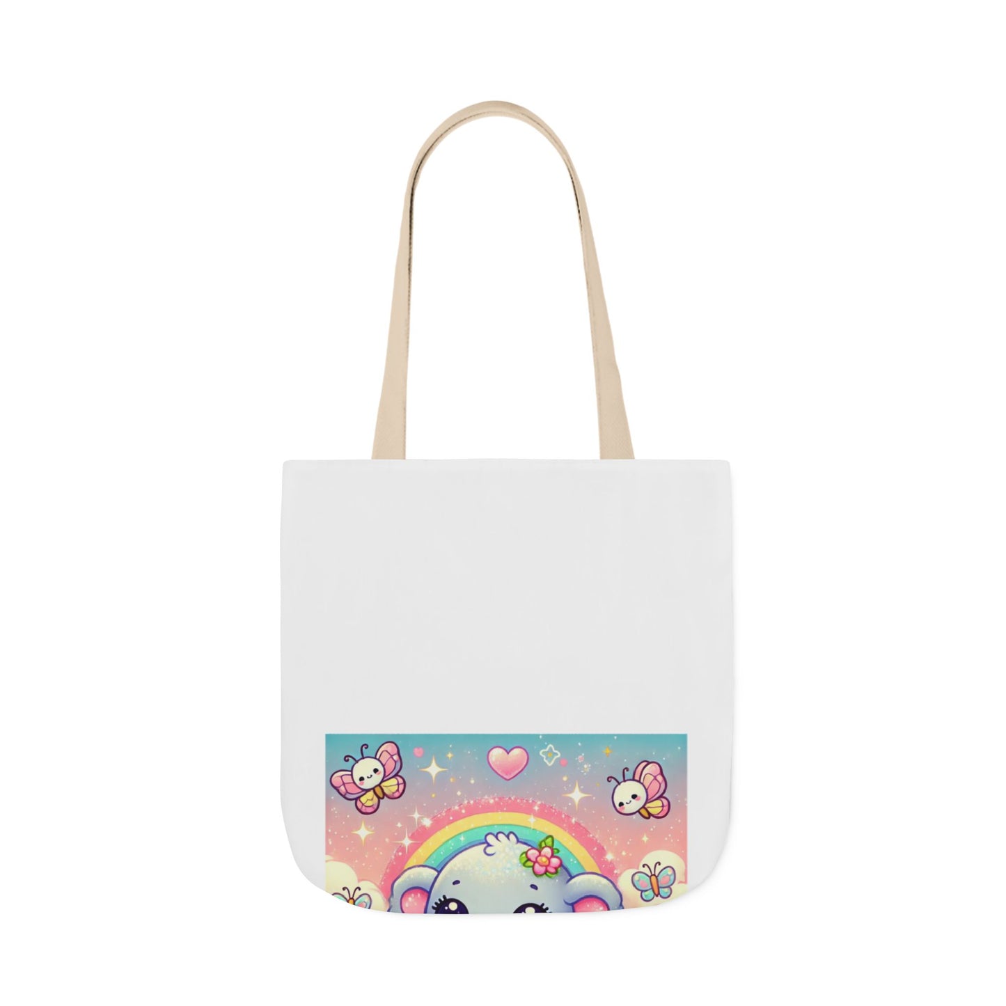 Pastel Rainbow Baby Elephant Floral Canvas Tote Bag