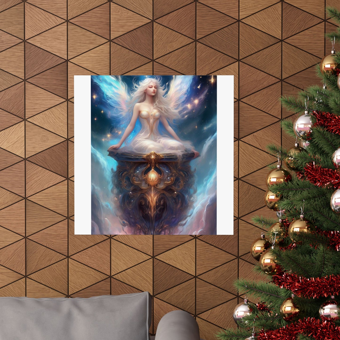 Celestial Winged Meditation Fantasy Portrait Poster