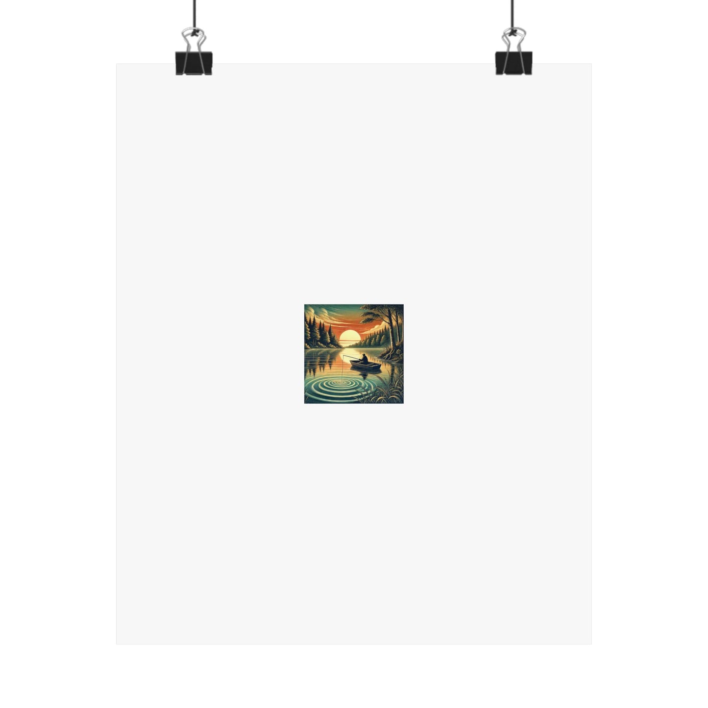 Sunset Lake Fishing Retreat Poster Lake House Fishing Wall Art Gift