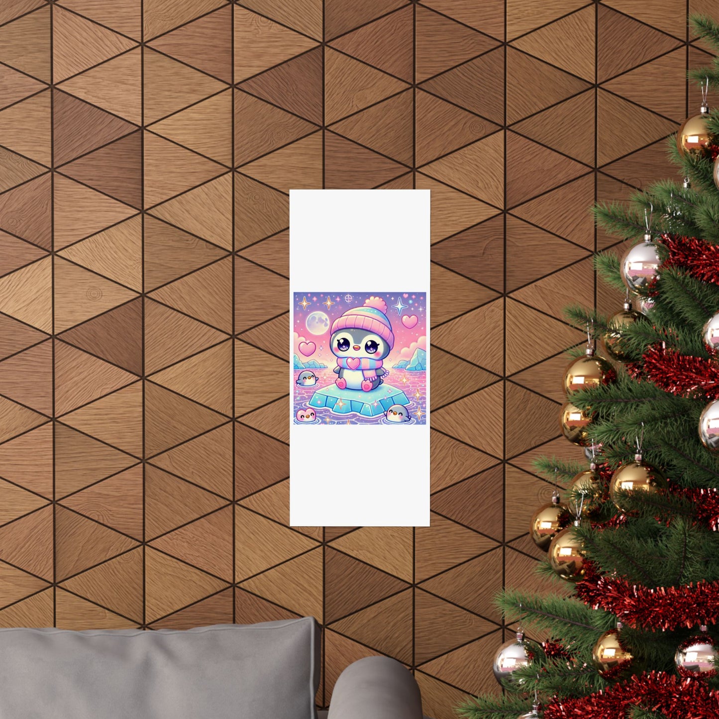 Cute Winter Penguin Ice Floe Kawaii Art Poster