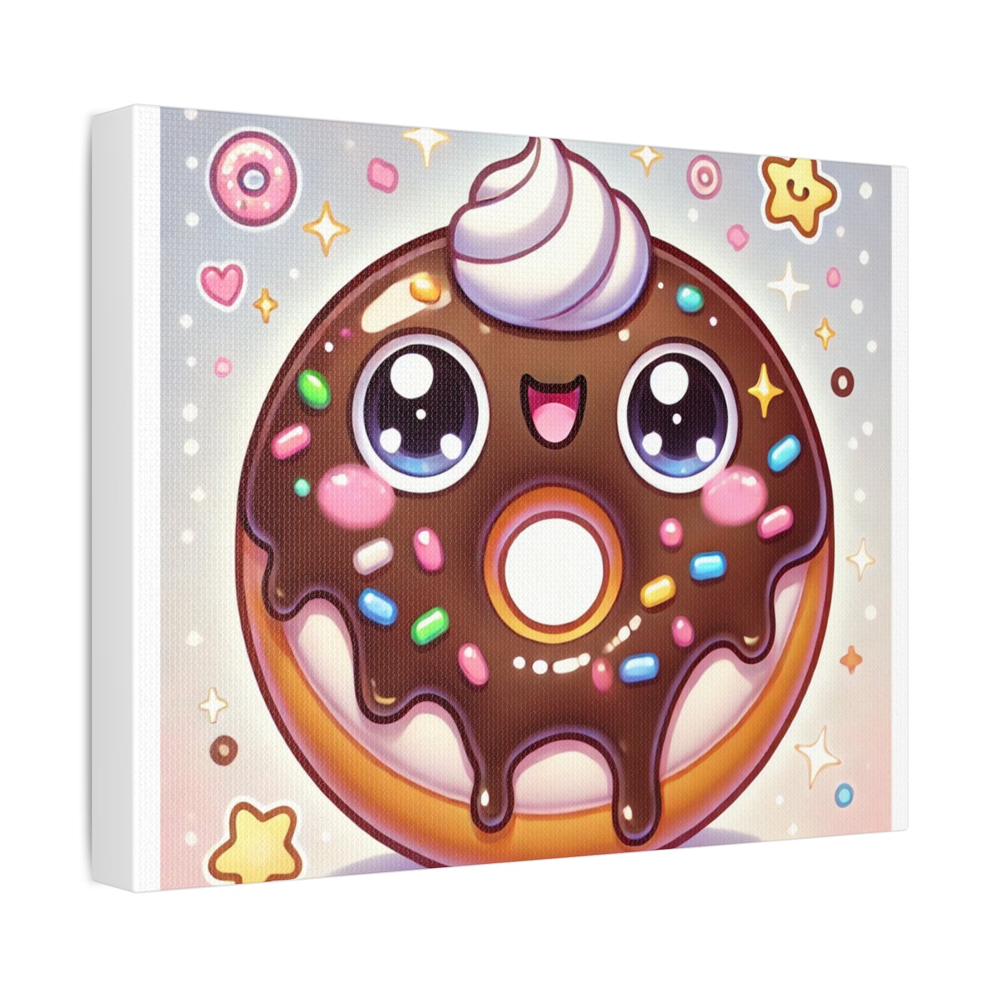 Kawaii Chocolate Donut Cute Dessert Canvas Wall Art