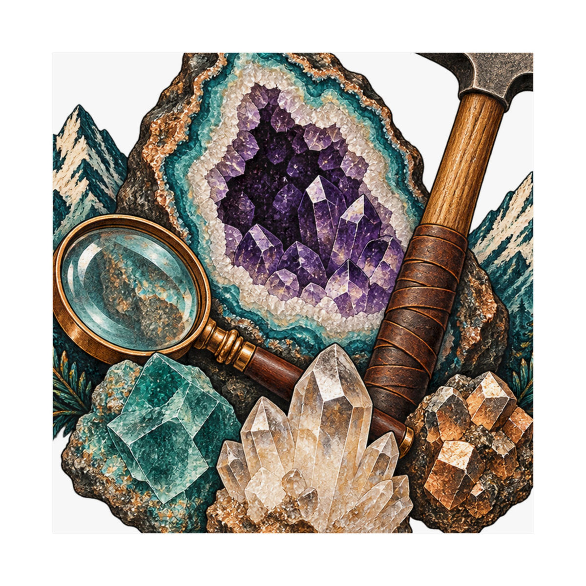 Vintage Geode and Rockhounding Field Kit Poster