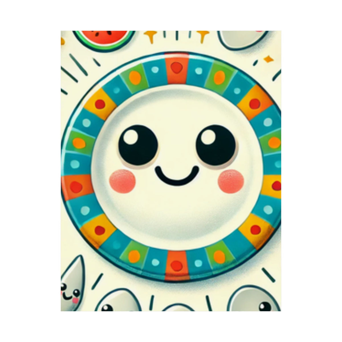 Happy Little Kitchen Club Kawaii Food Poster Kitchen Wall Art Decor