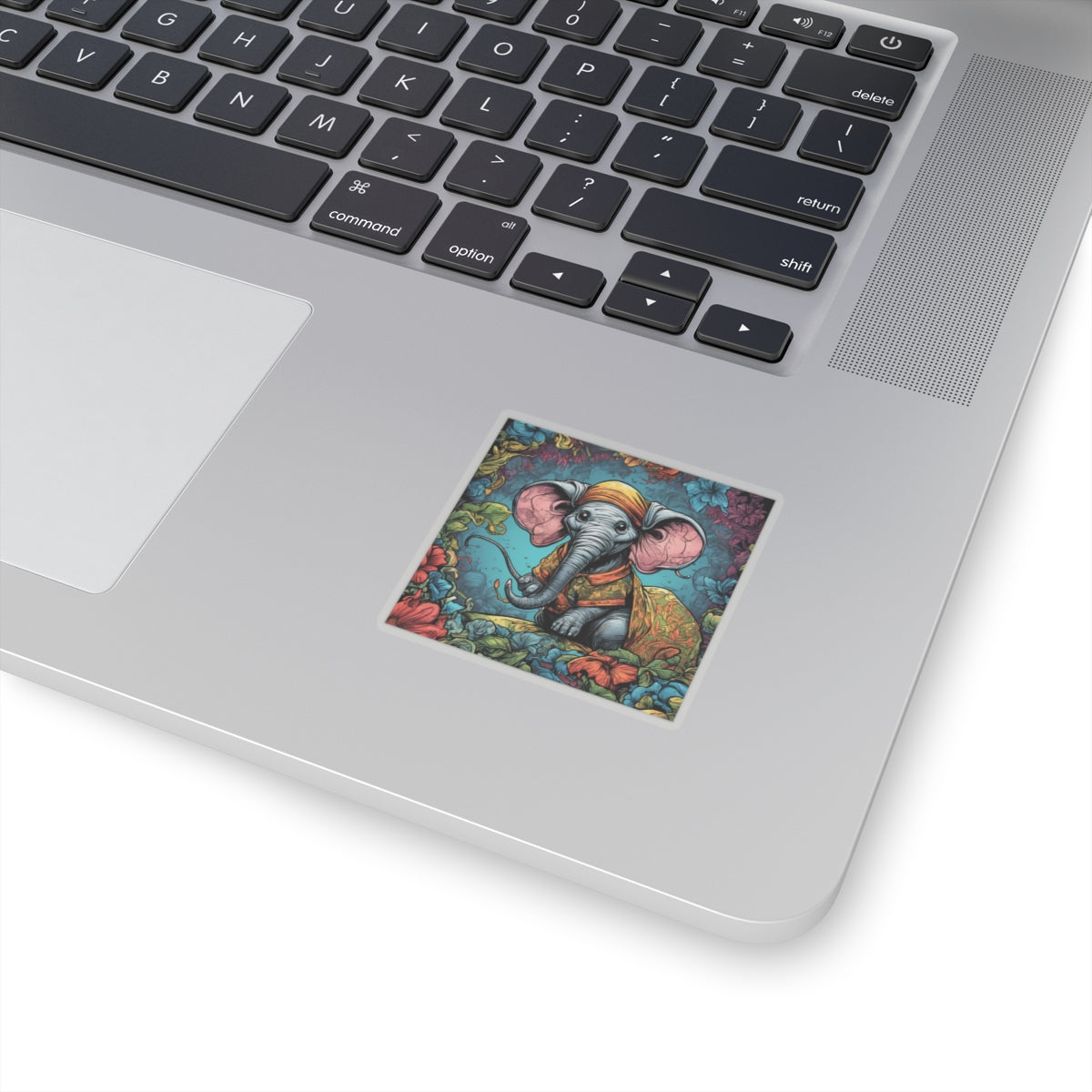 Colorful Storybook Elephant Floral Garden Sticker