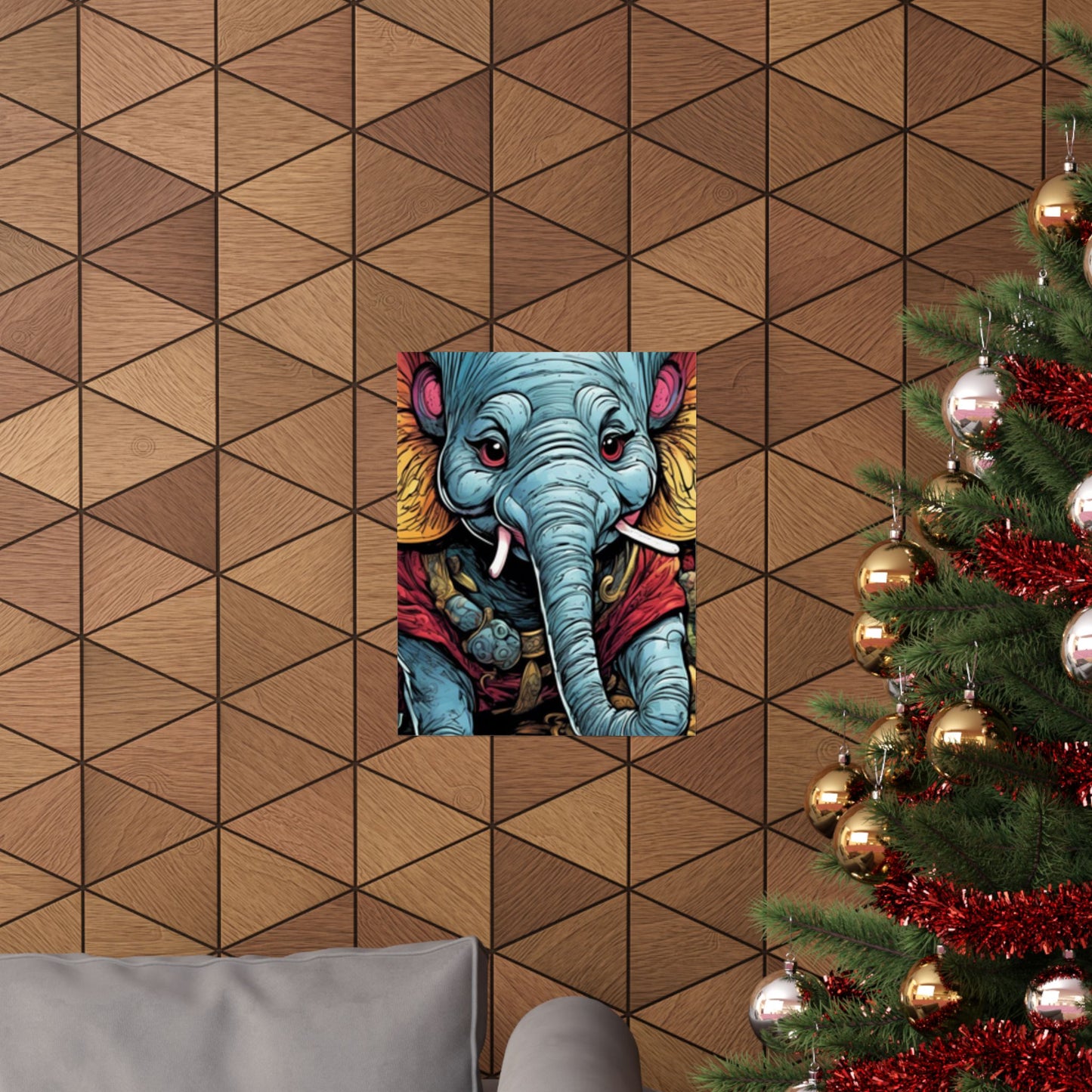 Colorful Elephant Garden Parade Wildlife Wall Art Poster
