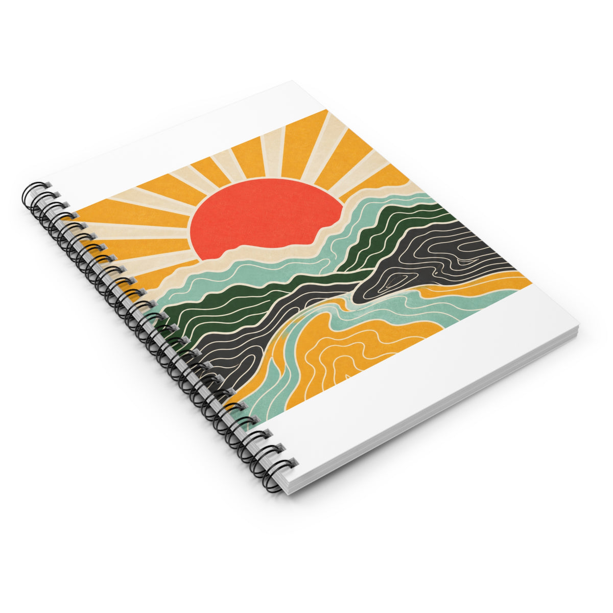 Topographic Sunrise Modern Adventure Spiral Notebook