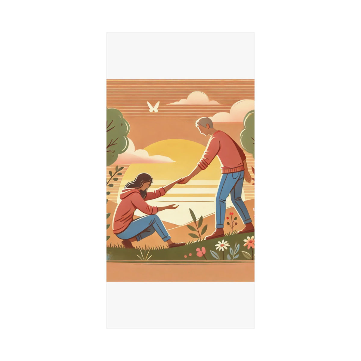 Helping Hands Sunset Garden Wall Art Poster