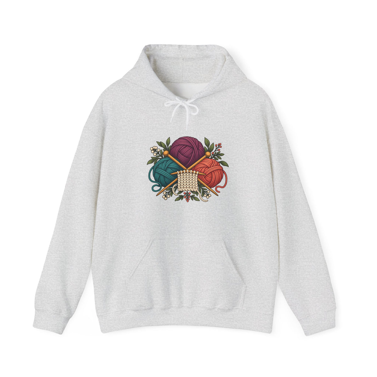 Retro Yarn and Knitting Botanical Art Hoodie
