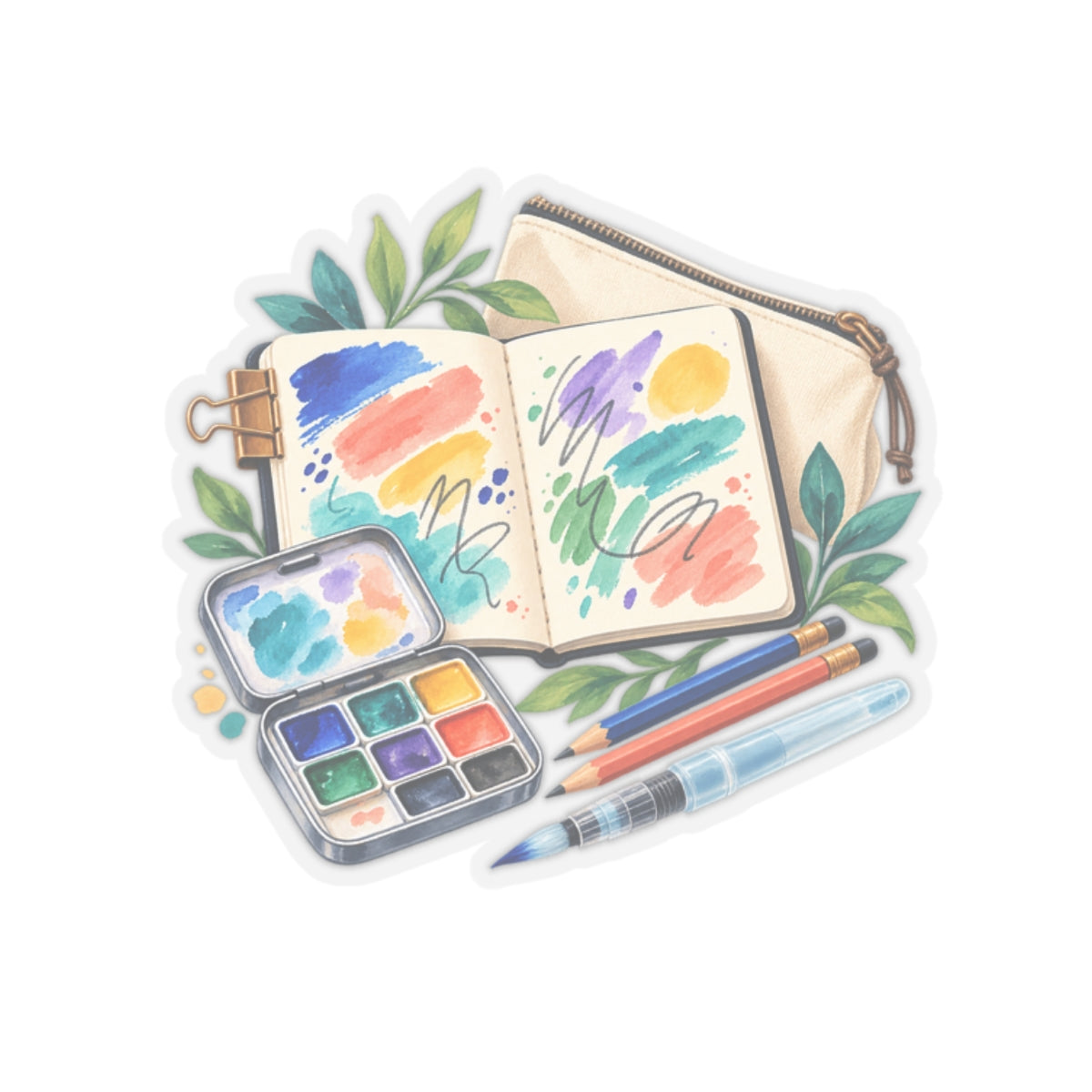 Colorful Urban Sketching Travel Kit Sticker