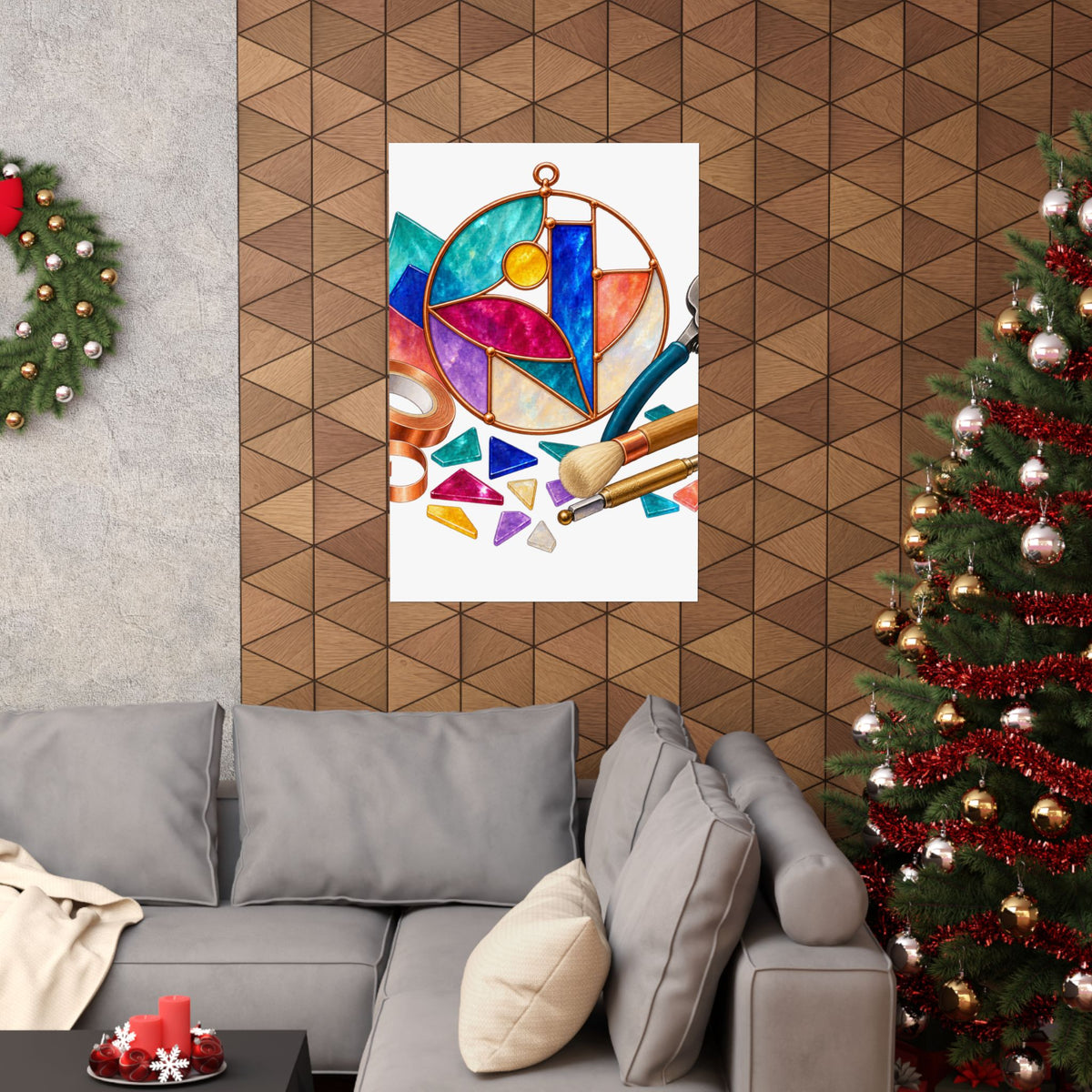 Abstract Stained Glass Suncatcher Workshop Poster